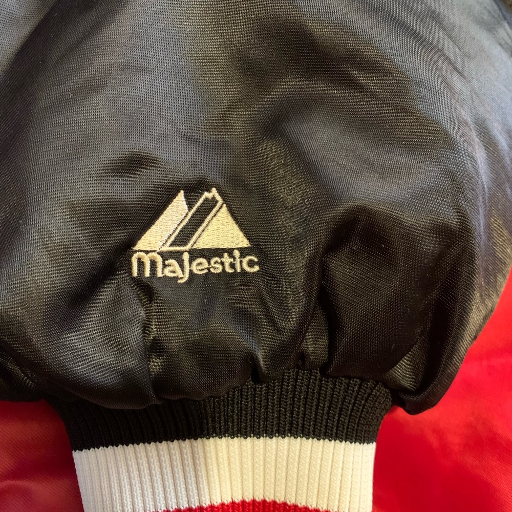 Blazers Red and Black  Satin Bomber Jacket - Picture 3 of 12